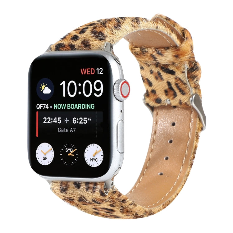 Horsehair Fluffy Leopard Print Leather Watch Strap, For Apple Watch Ultra 49mm / Series 8&7 45mm / SE 2&6&SE&5&4 44mm / 3&2&1 42mm, For Apple Watch Series 8&7 41mm / SE 2&6&SE&5&4 40mm / 3&2&1 38mm�������������������������������������������������������...