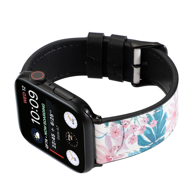 Printed Leather Watch Strap, For Apple Watch Series 7 45mm / 6 & SE & 5 & 4 44mm / 3 & 2 & 1 42mm, For Apple Watch Series 8&7 41mm / SE 2&6&SE&5&4 40mm / 3&2&1 38mm