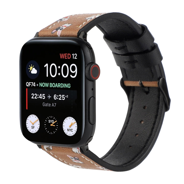 Printed Leather Watch Strap, For Apple Watch Series 7 45mm / 6 & SE & 5 & 4 44mm / 3 & 2 & 1 42mm, For Apple Watch Series 8&7 41mm / SE 2&6&SE&5&4 40mm / 3&2&1 38mm