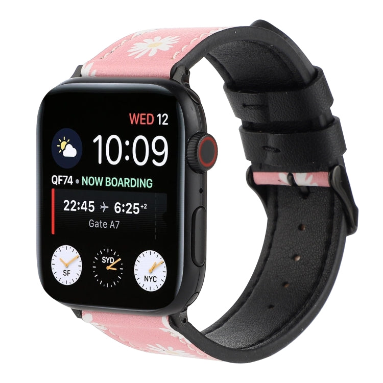 Printed Leather Watch Strap, For Apple Watch Series 7 45mm / 6 & SE & 5 & 4 44mm / 3 & 2 & 1 42mm, For Apple Watch Series 8&7 41mm / SE 2&6&SE&5&4 40mm / 3&2&1 38mm