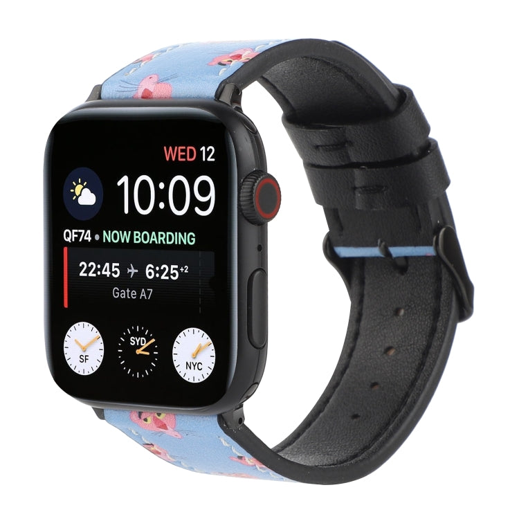 Printed Leather Watch Strap, For Apple Watch Series 7 45mm / 6 & SE & 5 & 4 44mm / 3 & 2 & 1 42mm, For Apple Watch Series 8&7 41mm / SE 2&6&SE&5&4 40mm / 3&2&1 38mm