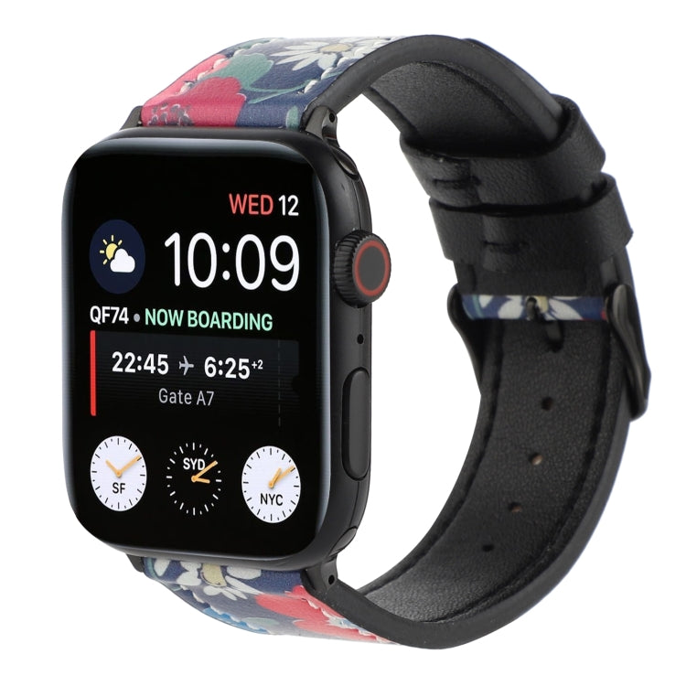 Printed Leather Watch Strap, For Apple Watch Series 7 45mm / 6 & SE & 5 & 4 44mm / 3 & 2 & 1 42mm, For Apple Watch Series 8&7 41mm / SE 2&6&SE&5&4 40mm / 3&2&1 38mm
