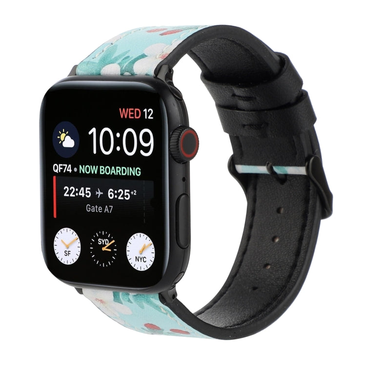 Printed Leather Watch Strap, For Apple Watch PSeries 7 41mm / 6 & SE & 5 & 4 40mm / 3 & 2 & 1 38mm, For Apple Watch Ultra 49mm / Series 8&7 45mm / SE 2&6&SE&5&4 44mm / 3&2&1 42mm