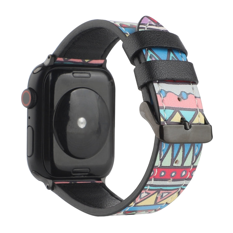 Printed Leather Watch Strap, For Apple Watch PSeries 7 41mm / 6 & SE & 5 & 4 40mm / 3 & 2 & 1 38mm, For Apple Watch Ultra 49mm / Series 8&7 45mm / SE 2&6&SE&5&4 44mm / 3&2&1 42mm