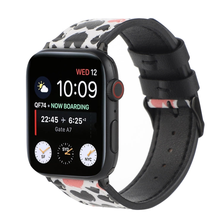 Printed Leather Watch Strap, For Apple Watch Series 7 45mm / 6 & SE & 5 & 4 44mm / 3 & 2 & 1 42mm, For Apple Watch Series 8&7 41mm / SE 2&6&SE&5&4 40mm / 3&2&1 38mm
