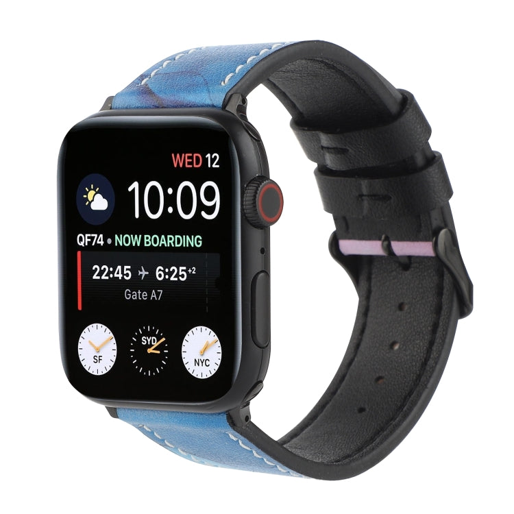 Printed Leather Watch Strap, For Apple Watch Series 7 45mm / 6 & SE & 5 & 4 44mm / 3 & 2 & 1 42mm, For Apple Watch Series 8&7 41mm / SE 2&6&SE&5&4 40mm / 3&2&1 38mm