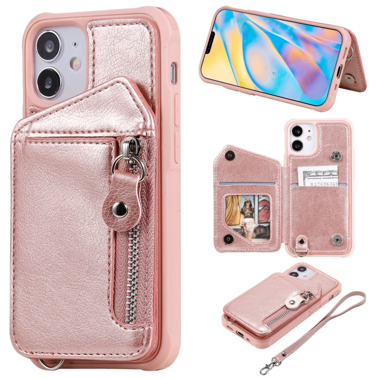 Zipper Double Buckle Shockproof Protective Case with Stand & Photo Holder & Wallet Function, For iPhone 12 mini, For iPhone 12 / 12 Pro, For iPhone 12 Pro Max