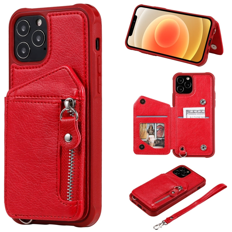 Zipper Double Buckle Shockproof Protective Case with Stand & Photo Holder & Wallet Function, For iPhone 12 mini, For iPhone 12 / 12 Pro, For iPhone 12 Pro Max