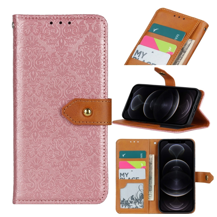 European Floral Embossed Copper Buckle Horizontal Flip PU Leather Case with Holder & Card Slots & Wallet & Photo Frame, For iPhone 12 mini, For iPhone 12 / 12 Pro, For iPhone 12 Pro Max