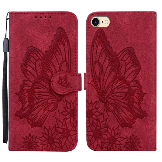 Retro butterfly embossed leather flip case for iPhone SE 2022, 2020, 8, 7 with card slots and wallet