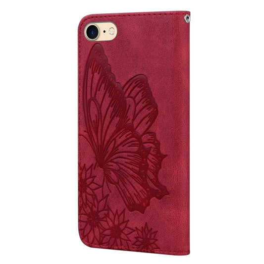Embossed butterfly design leather wallet case with magnetic closure for iPhone 8 and SE 2022