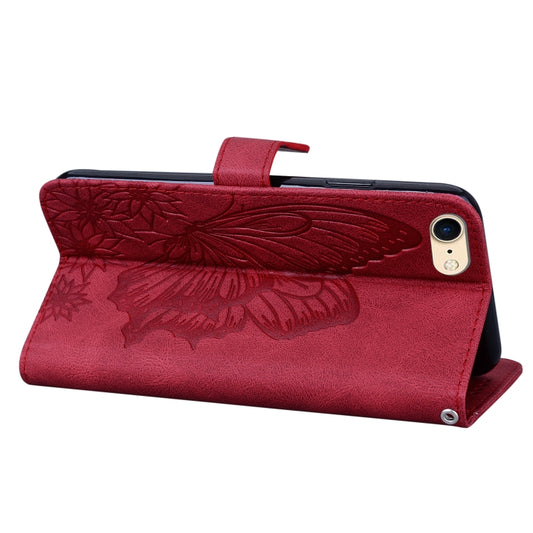 Butterfly pattern leather case displaying raised embossing texture for iPhone 7 and iPhone 8