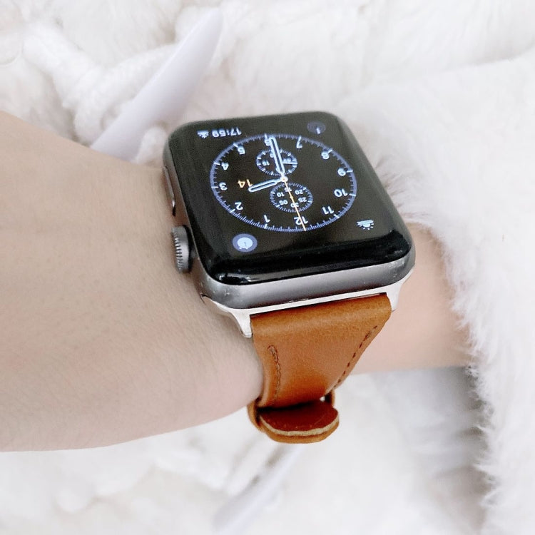 Small Pretty Waist Double-sided Leather Replacement Watchbands For Apple Watch Series 6 & SE & 5 & 4 40mm / 3 & 2 & 1 38mm
