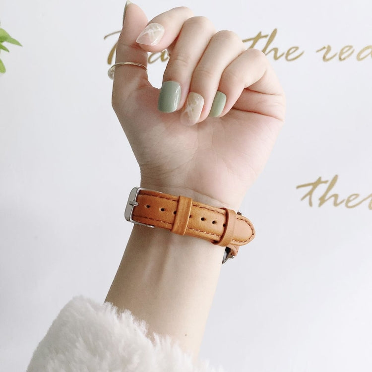Small Pretty Waist Double-sided Leather Replacement Watchbands For Apple Watch Series 6 & SE & 5 & 4 40mm / 3 & 2 & 1 38mm