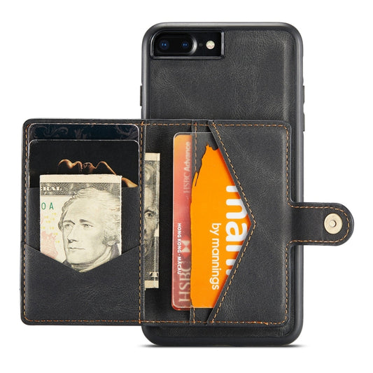 Detachable wallet case for iPhone showing multiple card slot compartments and storage