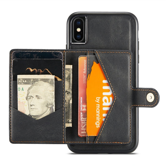 Vintage-style iPhone 11 Pro Max cover with removable magnetic card wallet organizer