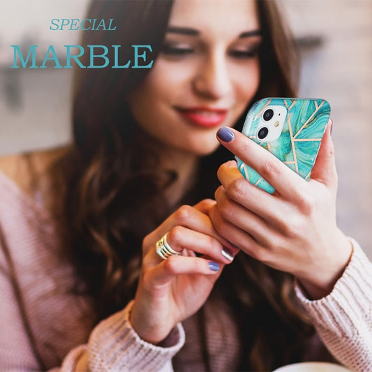 Durable electroplated marble-effect bumper case iPhone 11 Pro Max protection