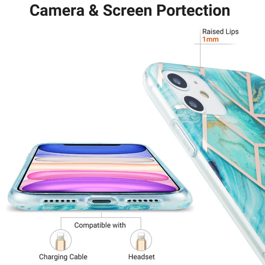 iPhone 11 Pro Max marble TPU case showcasing elegant 3D metallic electroplating