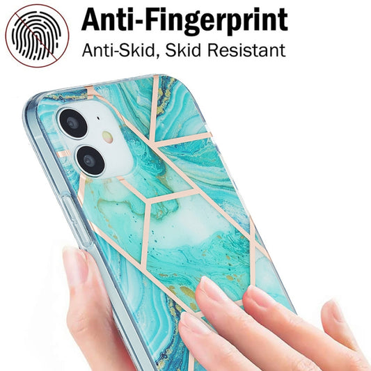 iPhone 12 Pro Max TPU case electroplated marble effect side angle view