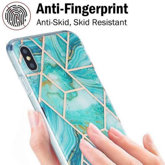 Electroplated 3D marble effect case compatible with iPhone XS Max