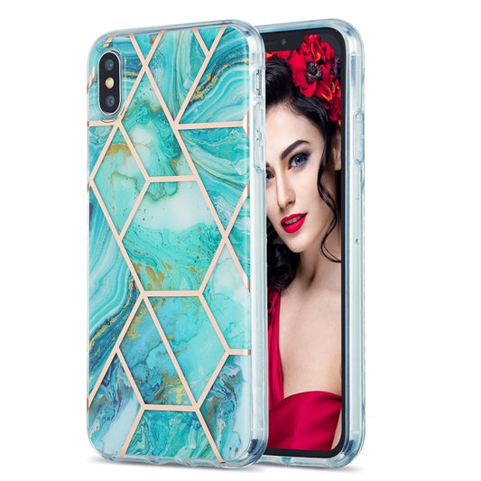 3D electroplating marble pattern TPU protective case for iPhone XS Max