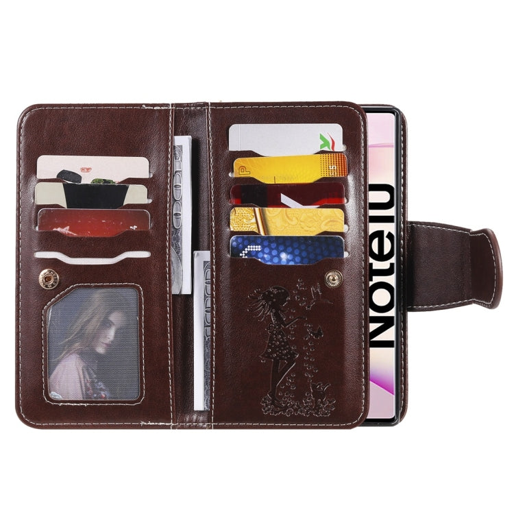 Woman and Cat Embossed Horizontal Flip Leather Case, with Wallet & Holder & Card Slots & Photo Frame & Mirror & Lanyard, For Galaxy Note 10