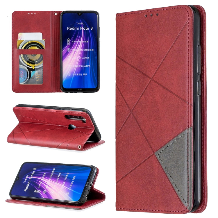 Rhombus Texture Horizontal Flip Magnetic Leather Case with Holder & Card Slots, For Xiaomi Redmi Note 8