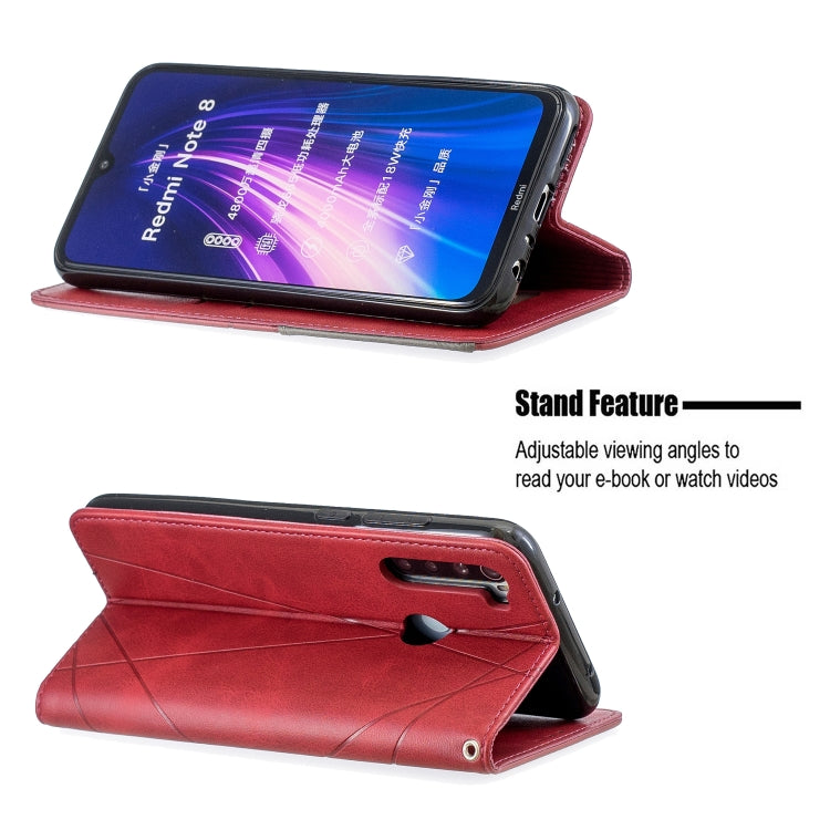Rhombus Texture Horizontal Flip Magnetic Leather Case with Holder & Card Slots, For Xiaomi Redmi Note 8