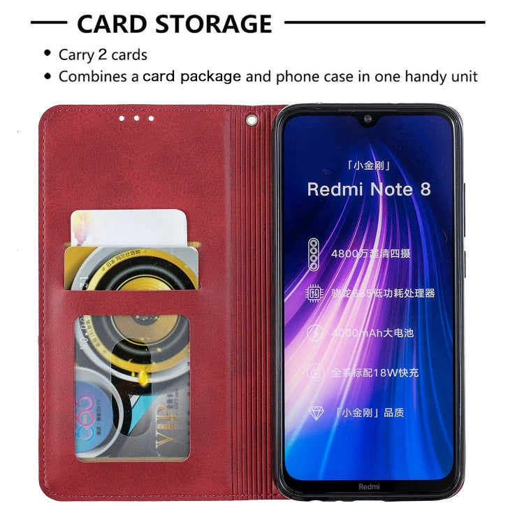 Rhombus Texture Horizontal Flip Magnetic Leather Case with Holder & Card Slots, For Xiaomi Redmi Note 8
