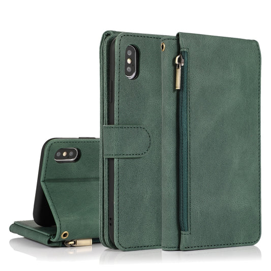 Crazy Horse leather iPhone case with card slots and lanyard holder front display