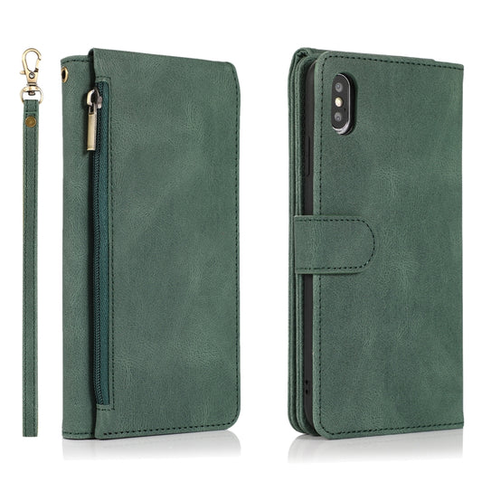 Horizontal flip wallet case for iPhone XS X with texture detail close-up