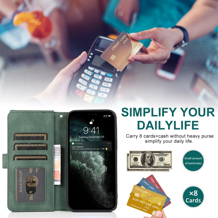 Skin-feel Crazy Horse Texture Zipper Wallet Bag Horizontal Flip Leather Case with Holder & Card Slots & Wallet & Lanyard, For iPhone 12 Pro Max
