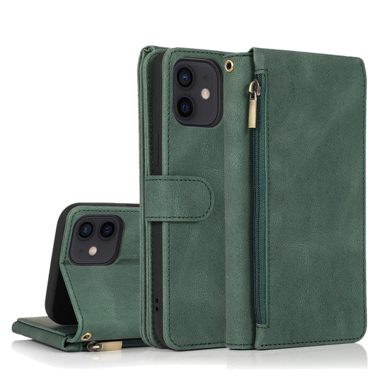Crazy Horse leather iPhone 12 Pro Max case with card slots and lanyard attachment