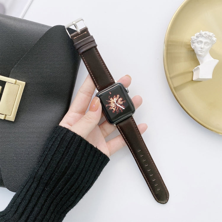 Crazy Horse Texture + Flat Texture Leather Replacement Watchbands For Apple Watch Series 6 & SE & 5 & 4 40mm / 3 & 2 & 1 38mm, For Apple Watch Series 7 41mm / 6 & SE & 5 & 4 40mm / 3 & 2 & 1 38mm���������������������������������������������������������...