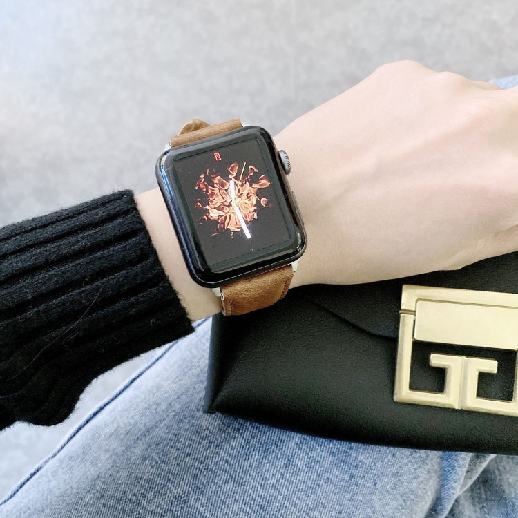 Crazy Horse Texture + Flat Texture Leather Replacement Watchbands For Apple Watch Series 6 & SE & 5 & 4 40mm / 3 & 2 & 1 38mm, For Apple Watch Series 7 41mm / 6 & SE & 5 & 4 40mm / 3 & 2 & 1 38mm���������������������������������������������������������...