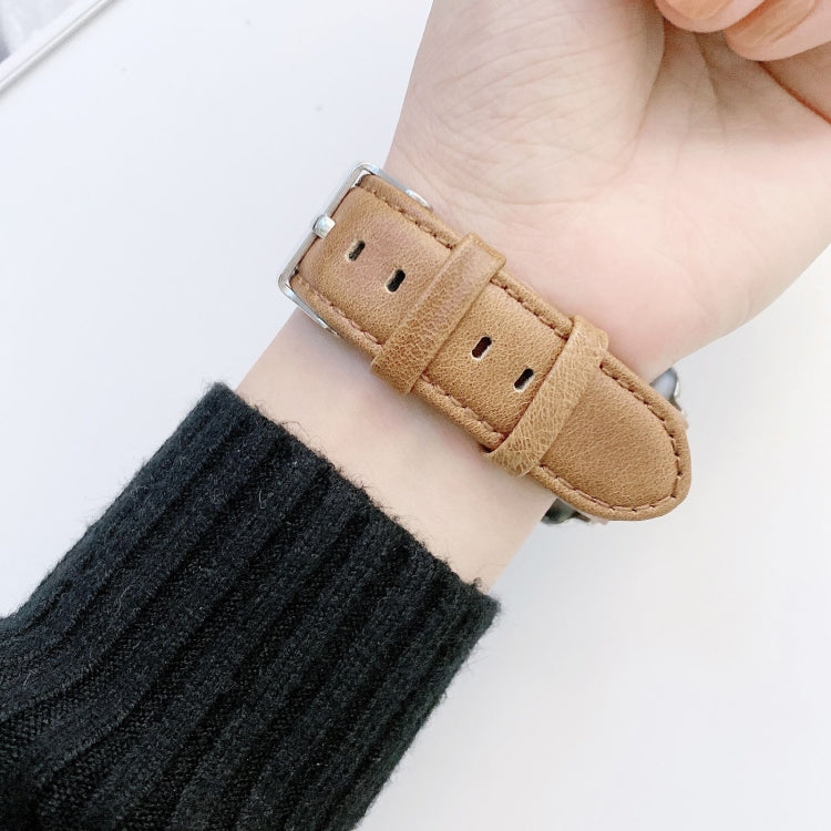 Crazy Horse Texture + Flat Texture Leather Replacement Watchbands For Apple Watch Series 6 & SE & 5 & 4 40mm / 3 & 2 & 1 38mm, For Apple Watch Series 7 41mm / 6 & SE & 5 & 4 40mm / 3 & 2 & 1 38mm���������������������������������������������������������...