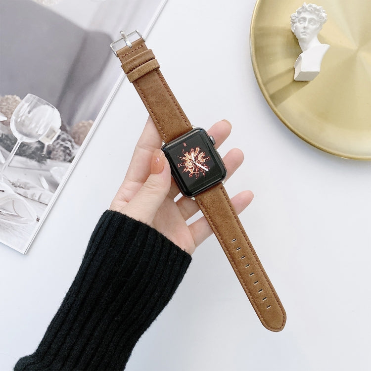 Crazy Horse Texture + Flat Texture Leather Replacement Watchbands For Apple Watch Series 6 & SE & 5 & 4 40mm / 3 & 2 & 1 38mm, For Apple Watch Series 7 41mm / 6 & SE & 5 & 4 40mm / 3 & 2 & 1 38mm���������������������������������������������������������...