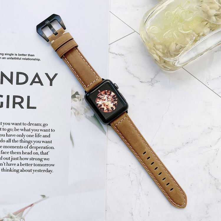 Big Head Buckle Leather Replacement Watchbands For Apple Watch Series 6 & SE & 5 & 4 40mm / 3 & 2 & 1 38mm, For Apple Watch Series 8&7 41mm / SE 2&6&SE&5&4 40mm / 3&2&1 38mm