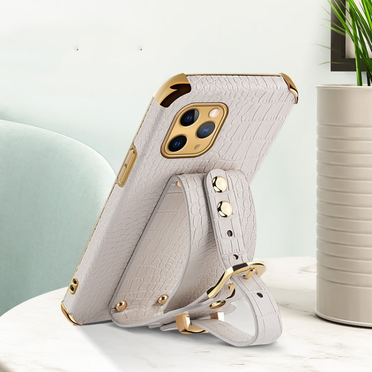 Electroplated TPU Crocodile Pattern Leather Case with Wrist Strap, For iPhone 11 Pro Max, For iPhone 12 mini, For iPhone 12, For iPhone 12 Pro