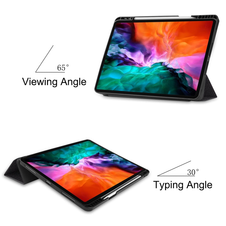 Étui à rabat horizontal en cuir TPU et PU avec motif coloré, support pliable en trois parties, fonction veille/réveil et emplacement pour stylo, pour iPad Pro 12.9 2022/2021