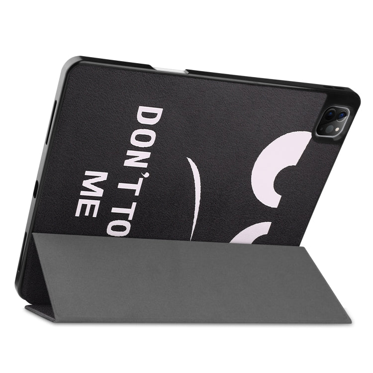 Étui à rabat horizontal en cuir TPU et PU avec motif coloré, support pliable en trois parties, fonction veille/réveil et emplacement pour stylo, pour iPad Pro 12.9 2022/2021
