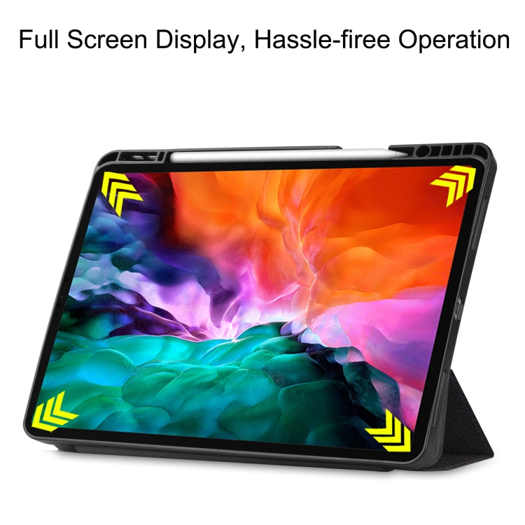 Étui à rabat horizontal en cuir TPU et PU avec motif coloré, support pliable en trois parties, fonction veille/réveil et emplacement pour stylo, pour iPad Pro 12.9 2022/2021