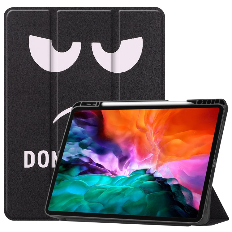Étui à rabat horizontal en cuir TPU et PU avec motif coloré, support pliable en trois parties, fonction veille/réveil et emplacement pour stylo, pour iPad Pro 12.9 2022/2021