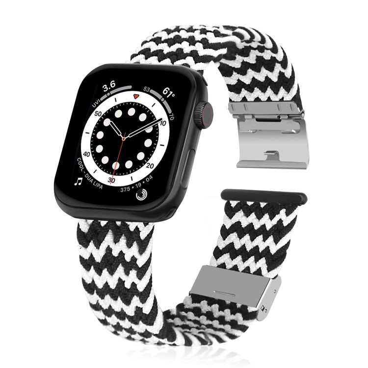 Braided + Stainless Steel Watch Band For Apple Watch Ultra 49mm&Watch Ultra 2 49mm / Series 9&8&7 45mm / SE 3&SE 2&6&SE&5&4 44mm / 3&2&1 42mm, For Apple Watch Series 7 45mm / 6 & SE & 5 & 4 44mm / 3 & 2 & 1 42mm