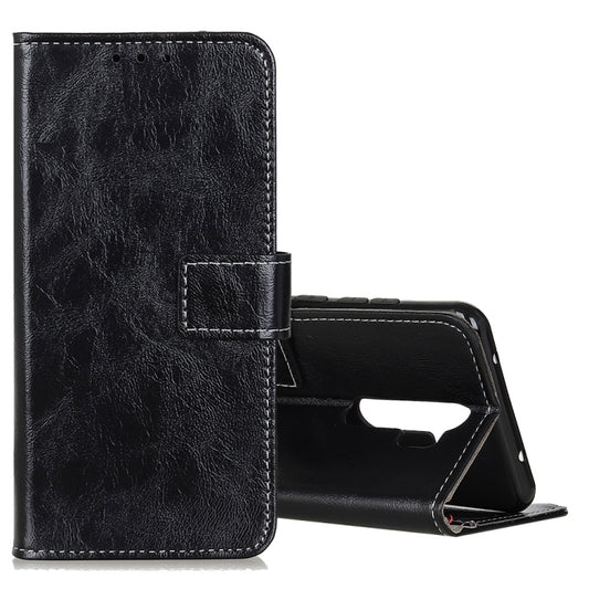 Retro crazy horse leather flip case with card slots and photo frame for OPPO A9 2020
