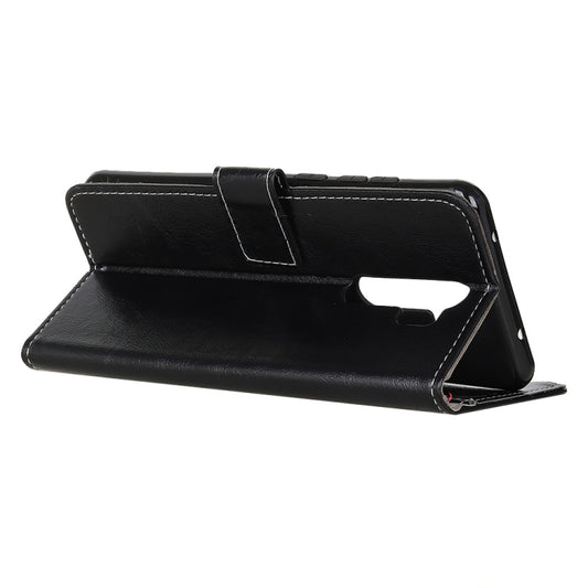 Crazy horse leather case detail displaying embossed texture and premium craftsmanship