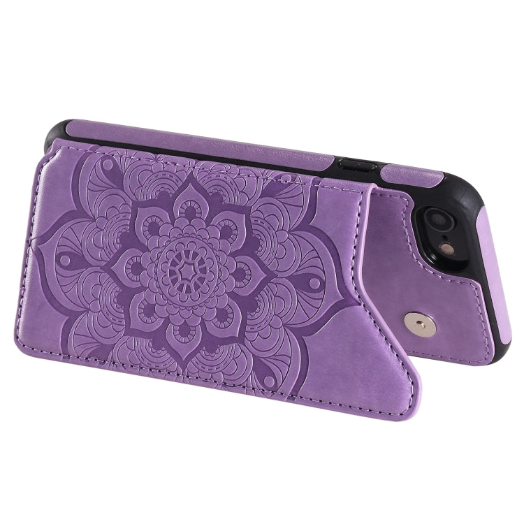 Flower Embossing Pattern Shockproof Protective Case with Holder & Card Slots & Photo Frame, For iPhone SE 2022 / SE 2020 / 8 / 7, For iPhone 8 Plus / 7 Plus, For iPhone XS / X, For iPhone XR