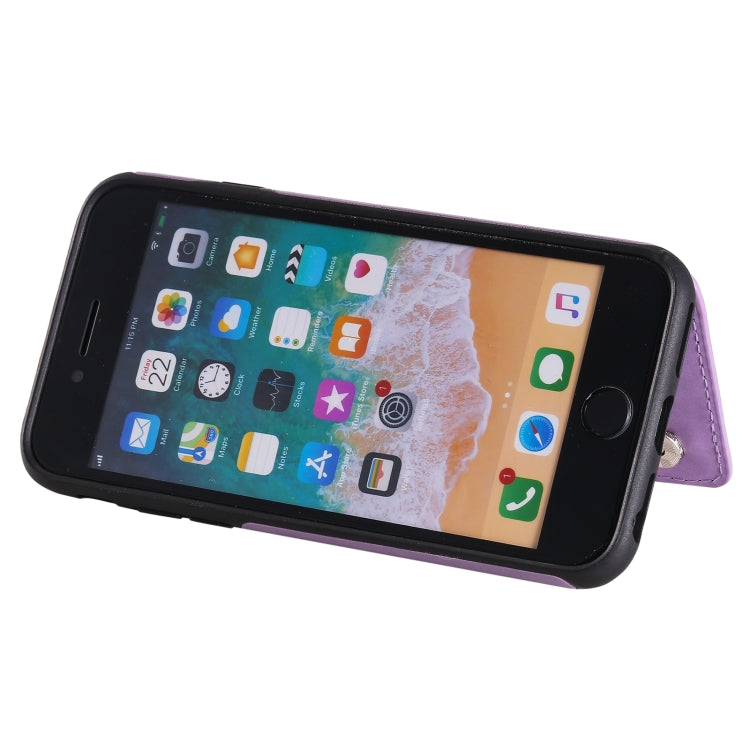 Flower Embossing Pattern Shockproof Protective Case with Holder & Card Slots & Photo Frame, For iPhone SE 2022 / SE 2020 / 8 / 7, For iPhone 8 Plus / 7 Plus, For iPhone XS / X, For iPhone XR
