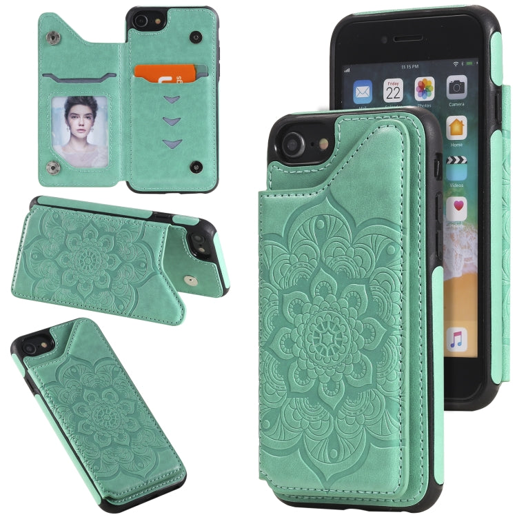 Flower Embossing Pattern Shockproof Protective Case with Holder & Card Slots & Photo Frame, For iPhone SE 2022 / SE 2020 / 8 / 7, For iPhone 8 Plus / 7 Plus, For iPhone XS / X, For iPhone XR