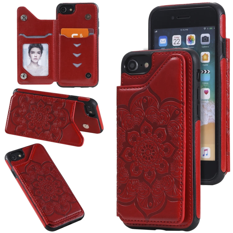 Flower Embossing Pattern Shockproof Protective Case with Holder & Card Slots & Photo Frame, For iPhone SE 2022 / SE 2020 / 8 / 7, For iPhone 8 Plus / 7 Plus, For iPhone XS / X, For iPhone XR